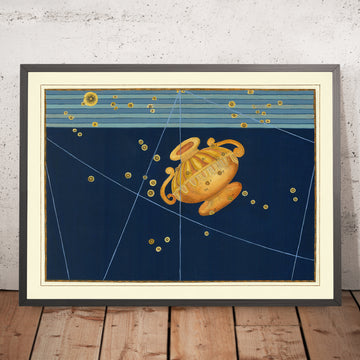 Antica mappa stellare del cratere di Johann Bayer, 1603 - Mappa delle costellazioni celesti 