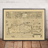 Alte Karte der griechischen Inseln von Mercator, 1610: Kreta, Korfu, Zante, Santorin, Berge 
