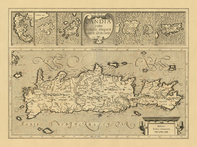 Alte Karte von Griechenland von Mercator, 1610: Kreta, Korfu, Zante, Santorini, Berge