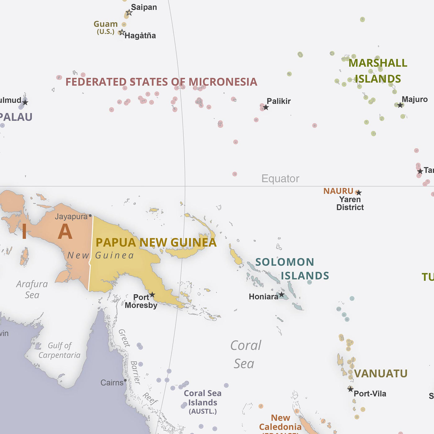 Frontières politiques de la carte de l’Ancien Monde, 2023 : CIA, projection Robinson, capitales et grandes villes