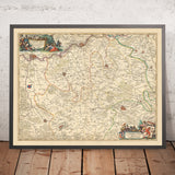 Ancienne carte du duché de Limbourg et du comté de Valkenburg par Visscher, 1690 : Liège, Aix-la-Chapelle, Maastricht, Verviers, Heerlen