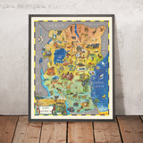 Old Pictorial Map of East Africa by McKenzie, 1961: Nairobi, Serengeti, Tsavo, Kilimanjaro, Victoria
