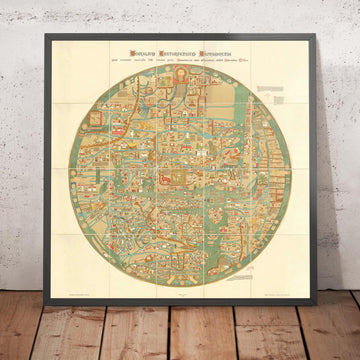 Antica Ebstorf Mappa Mundi - Atlante del Mondo del XIII secolo - Gibilterra, Mediterraneo, Gerusalemme, Sicilia, Grecia 
