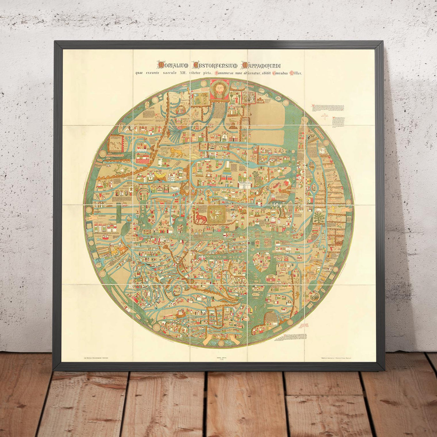 Antiguo Ebstorf Mappa Mundi - Antiguo Atlas Mundial del Siglo XIII - Gibraltar, Mediterráneo, Jerusalén, Sicilia, Grecia