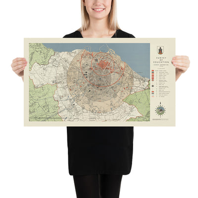 Mapa antiguo de Edimburgo de Abercrombie, 1946: Cramond, Portobello, Leith Walk, Broughton, Heriot's