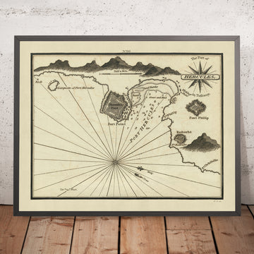 Puerto Viejo de Hércules, Italia Carta Náutica por Heather, 1802: Costa de Toscana, Punto del Fuerte 