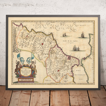 Alte Karte der Königreiche von Fez & Marrakech, Marokko von Visscher, 1690: Rabat, Casablanca, Atlasgebirge 