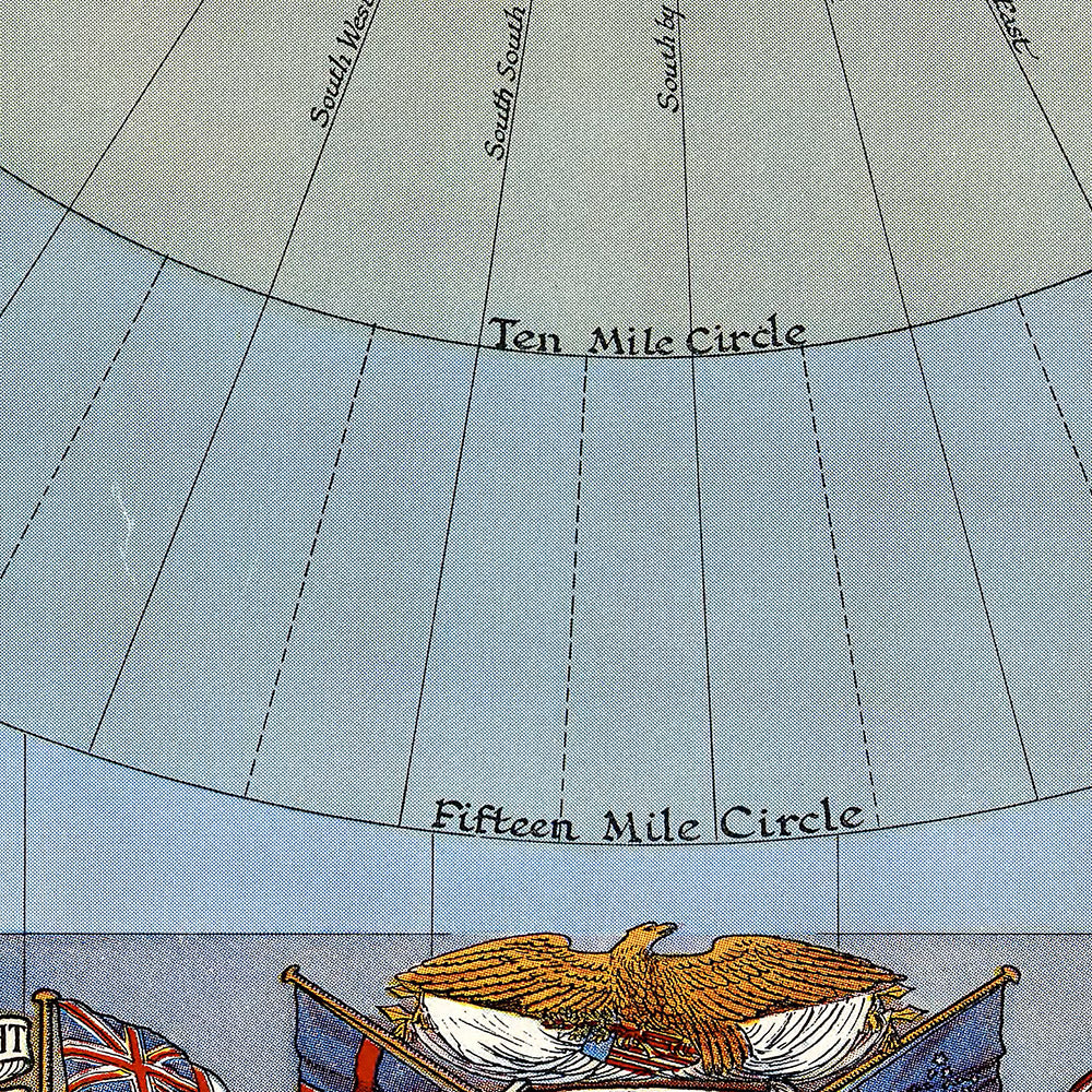 Ancienne carte nautique de la Coupe de l'America par Clegg, 1934 : Newport, Martha's Vineyard, Endeavour contre Rainbow