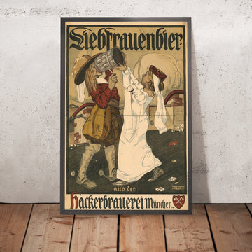 A framed image of Liebfrauenbier Vintage Beer Poster by Otto Ludwig Naegele, 1905