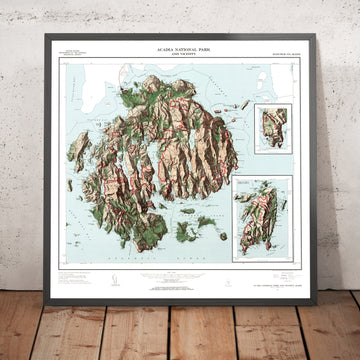 Old Map of Acadia National Park, 1971: Cadillac Mtn, Bar Harbor, Somes Sound, Schoodic, Jordan Pond