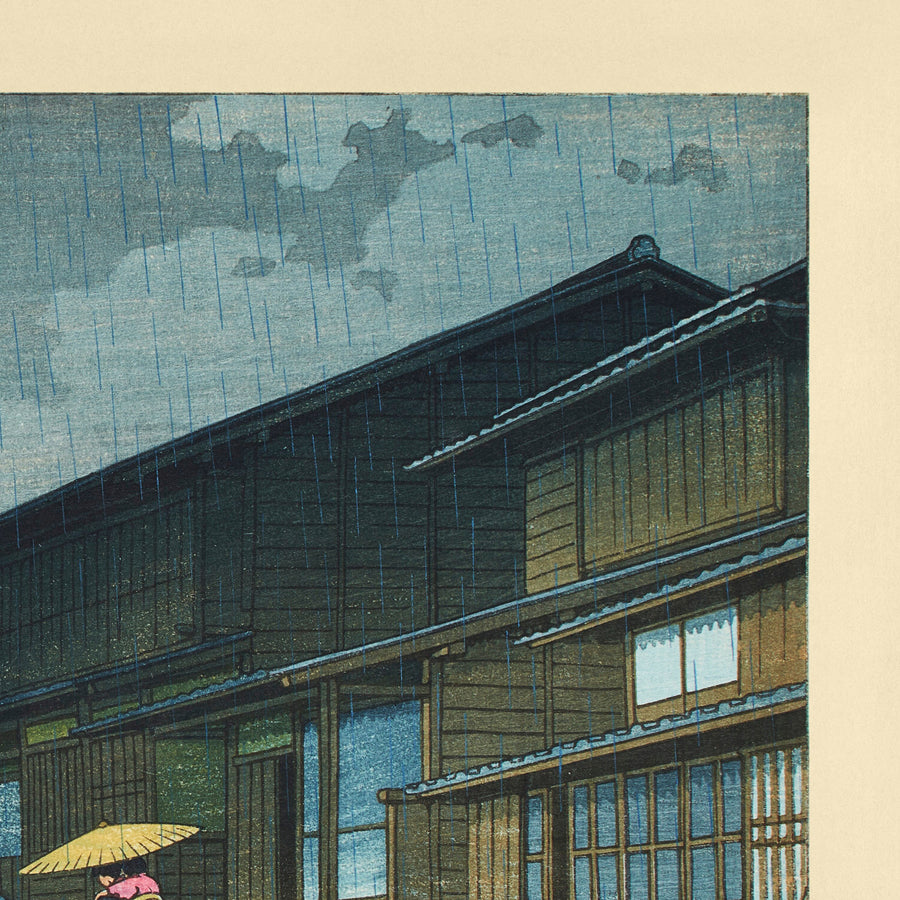 Nissaka en la lluvia de Hasui Kawase 1942 