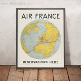 Cartel de viaje de Francia: Air France. Reservas aquí, por E. Girard, 1933 