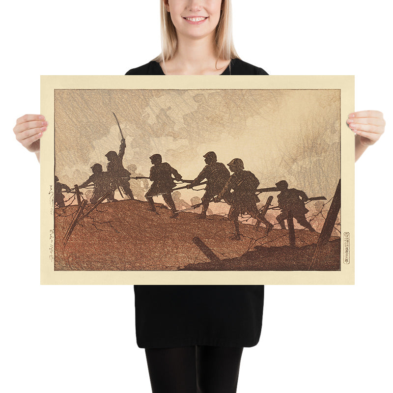 Asalto de Soldado (Totsugeki) de Hasui Kawase 1935 