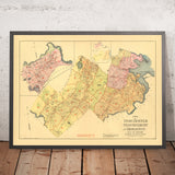 Mappa indice antica di Boston, MA, 1899: Dorchester, West Roxbury, Brighton, Franklin Park, fiume Charles 