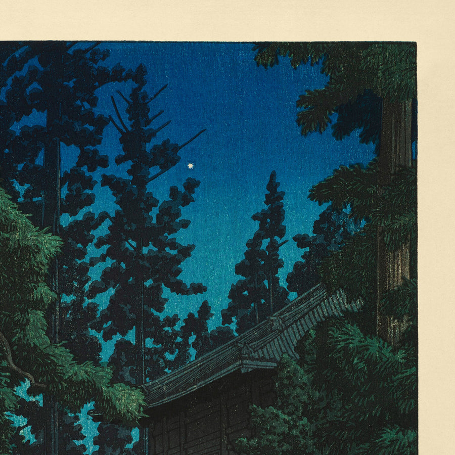 The Golden Hall at Chuson-ji Temple in Hiraizumi by Hasui Kawase 1935