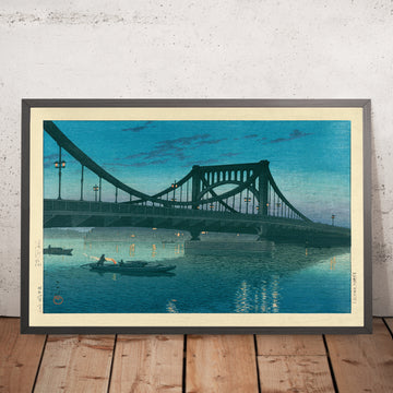 Une image encadrée du pont de Kiyosu par Hasui Kawase, 1935