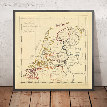 Old Manuscript Map of the Netherlands by Bowen, 1810: Seven United Provinces, Amsterdam, Rotterdam, The Hague, North Sea
