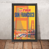 Poster di viaggio di San Francisco: Fly TWA di David Klein, 1957 
