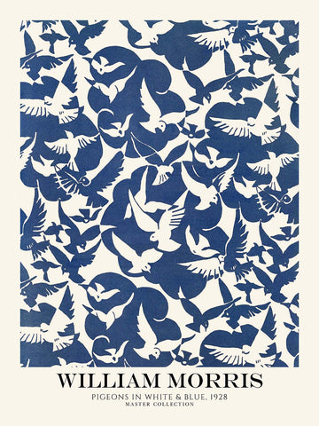Tauben in Weiß & Blau von William Morris, 1928 