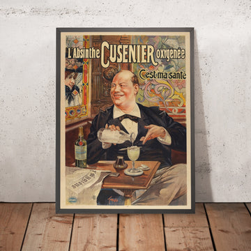 A framed image of Cusenier Oxygénée Vintage Absinthe Poster by Nicolas Francisco Tamagno, 1896