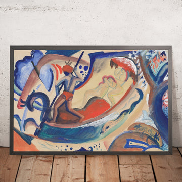 A framed image of Nude Girls in a Boat by August Macke, 1911