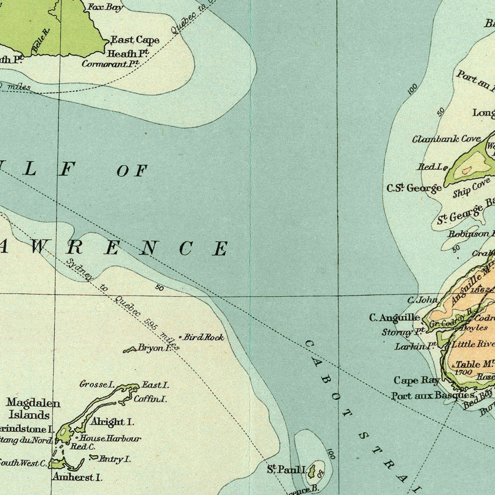 Old Map of Halifax, Newfoundland, Nova Scotia & New Brunswick by Bartholomew, 1922
