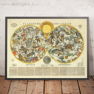 Planisphère céleste du zodiaque par Brunacci & Petrini, Naples 1700 