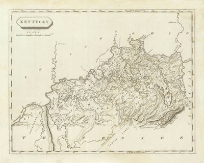 Old Map of Kentucky by Arrowsmith, 1804: Ohio & Mississippi Rivers, Cumberland Gap, Lexington, Louisville