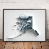 Mapa topográfico en relieve 3D de Alaska 
