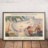 Póster de viaje de Hawái: Hawái by Flying Clipper de Pan American Airways System, 1938 