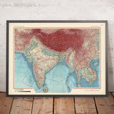 Mappa antica dell'India e dell'Indocina, 1967: Thailandia, Birmania, Himalaya, Gange, Mekong 