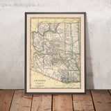 Alte Auto-Trails-Karte von Arizona, 1920: Phoenix, Tucson, Grand-Canyon-NP, Colorado River, Mogollon Rim 