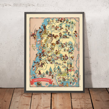 Pictorial Map of Mississippi by Ruth Taylor White, 1935: Jackson, Gulfport, Mississippi River, Cotton Fields, Riverboats