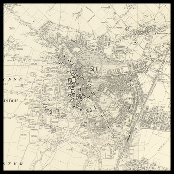 Un antiguo mapa de Ordnance Survey de Cambridge