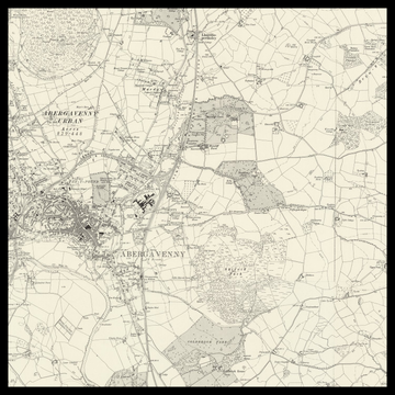 Una vecchia mappa Ordnance Survey di Abergavenny