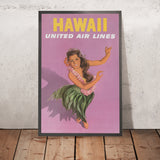 Poster di viaggio per le Hawaii: Hawaii by United Air Lines, 1960 