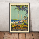 Poster di viaggio di Lindeman Island: Lovely Lindeman, 1930 