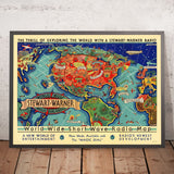 Mappa del mondo della vecchia radio a onde corte di Turzak, 1932: Comunicazioni globali 