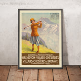 Affiche de voyage de Villars : Chemins de fer électriques Bex–Gryon–Villars–Bretaye par George Flemwell, 1923 