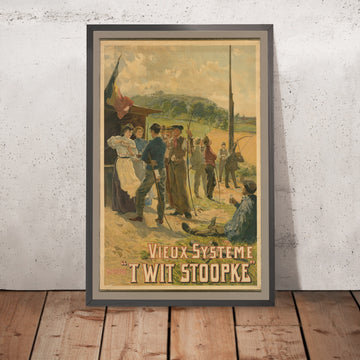 A framed image of Vieux Système ‘t Wit Stoopke Vintage Drinks Advertising Poster by J.L. Goffart, 1910