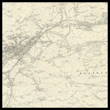 Una vecchia mappa Ordnance Survey di Carmarthen