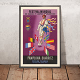 Reiseposter Pamplona & Biarritz: Festival Mundial de Danzas y Cantos Folklóricos, 1953 