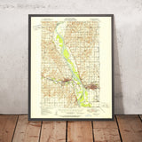 Old Map of Bismarck, North Dakota by USGS, 1951 – Mandan, Missouri River & Lake Oahe
