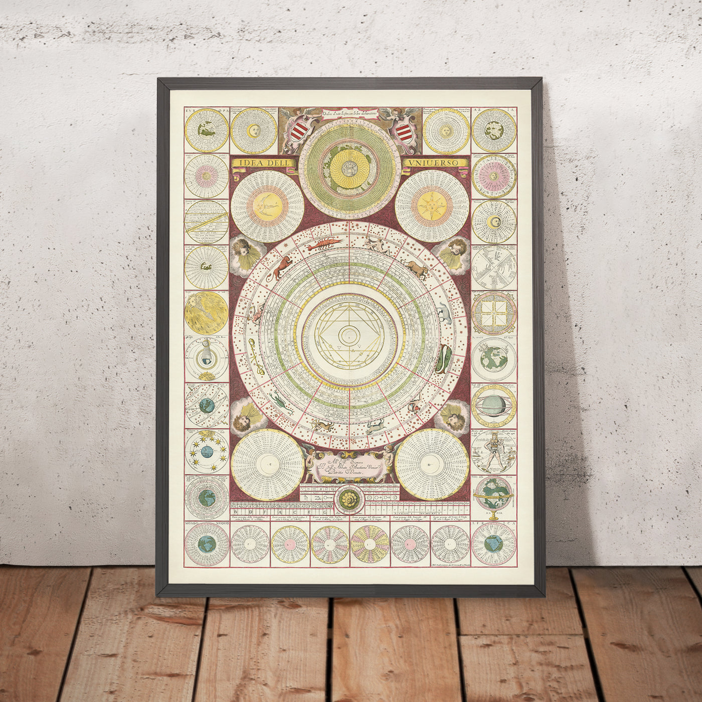 A framed image of Idea dell' universo by Vincenzo Maria Coronelli, 1690