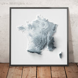 Frankreich Topographische 3D-Reliefkarte 