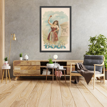 A framed image of Vintage Bock Beer Poster by Henry Jerome Schile, 1894