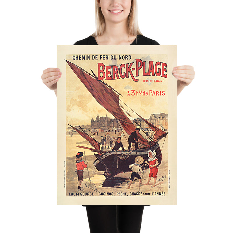 Berck-Plage Travel Poster: Chemin de fer du Nord by Louis Tauzin, 1905