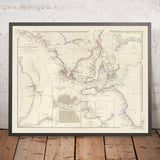 Ancienne carte nautique d'Australie-Méridionale par Arrowsmith, 1844 : Adélaïde, Golfe de St. Vincent, Baie de Nepean 