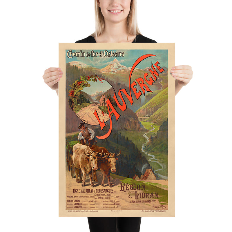 Auvergne Travel Poster: Chemin de fer d’Orléans – Région du Lioran by F. Hugo d’Alesi