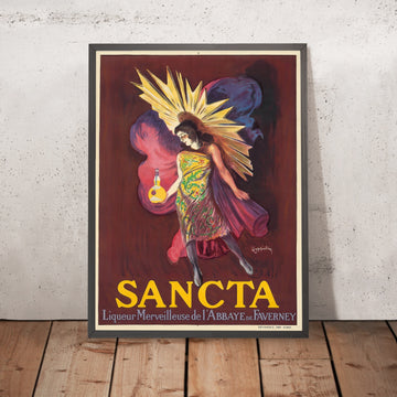 A framed image of Sancta Vintage Liqueur Poster by Leonetto Cappiello, 1925